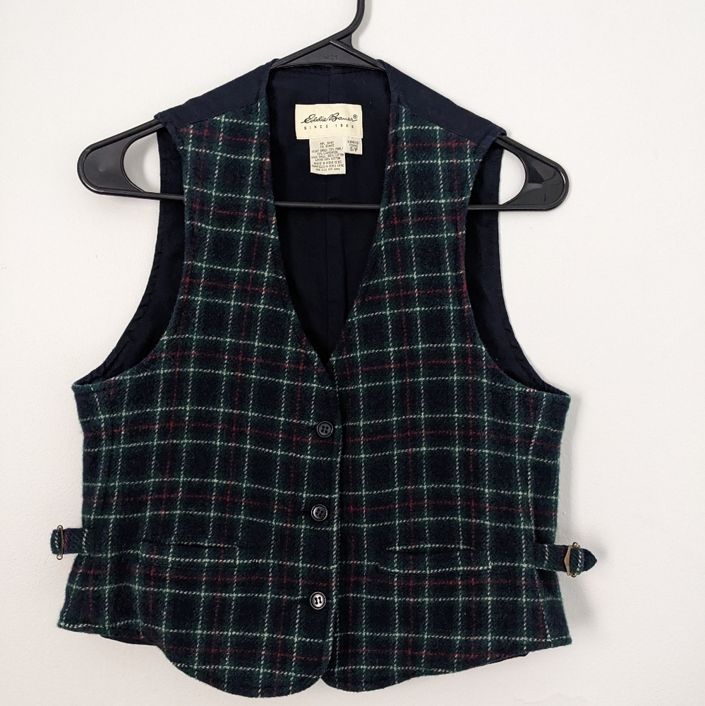 Vintage Eddie Bauer plaid cropped vest